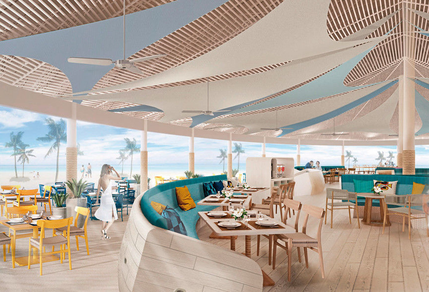 Großes Restaurant des Centara Mirage Lagoon Maldives Resorts auf den Malediven.