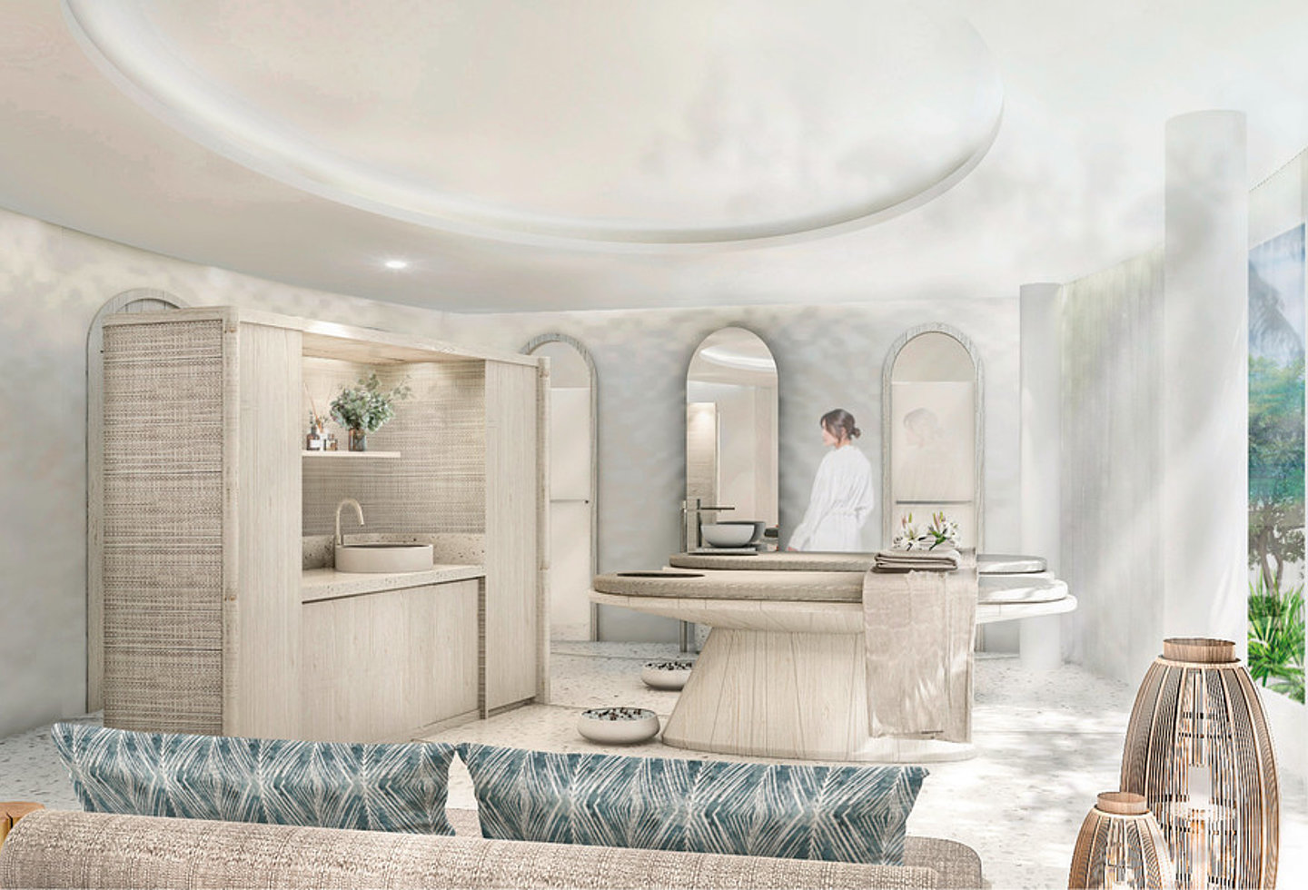 Gemütlicher Spa Bereich des Centara Mirage Lagoon Maldives Resorts.