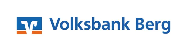 Logo der Volksbank Berg mit blau-orangenem VR-Symbol und blauem Schriftzug auf Weiß.