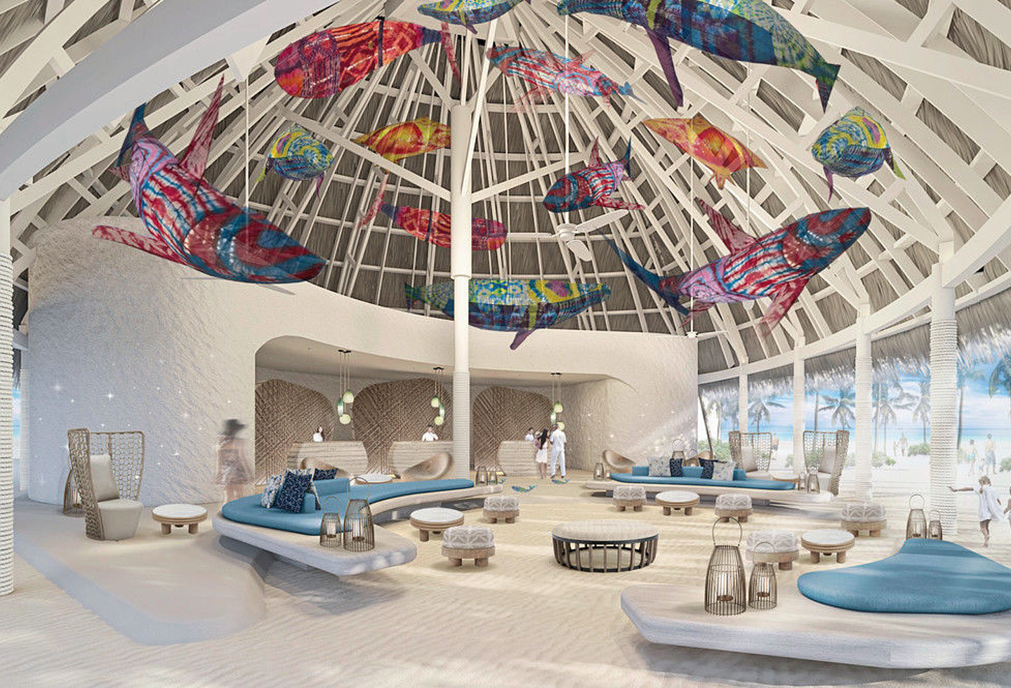 Gemütliches Räumlichkeiten im Centara Mirage Lagoon Maldives Resort.