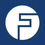Logo mit stilisiertem weißem F auf blauem Kreis vor dunkelblauem Hintergrund.